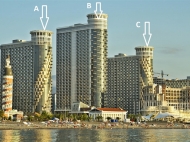 The residential complex of hotel-type "SEA TOWERS" by the sea, center of Batumi on Sherif Khimshiashvili St. Apartments by the sea in a residential complex hotel-type "SEA TOWERS" in the center of Batumi, Georgia. Photo 1